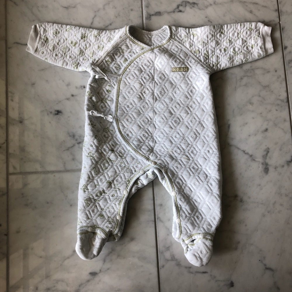 COBROO infants footed tie-front quilted pajama.